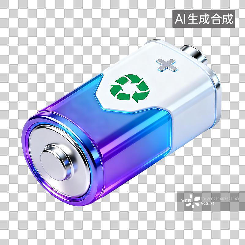 【AI数字艺术】带回收标志的环保充电电池图片素材