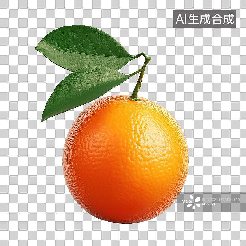 【AI数字艺术】橙子带绿叶特写图片素材