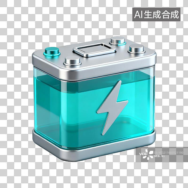 【AI数字艺术】带有闪电符号的现代电池图标图片素材