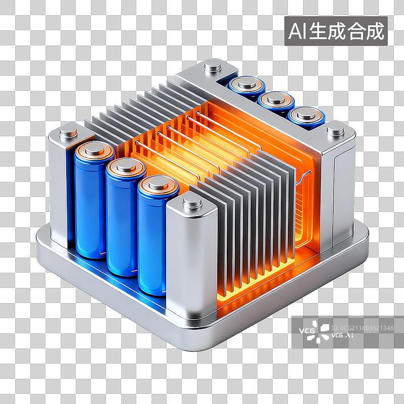 【AI数字艺术】电池组特写展示冷却散热图片素材