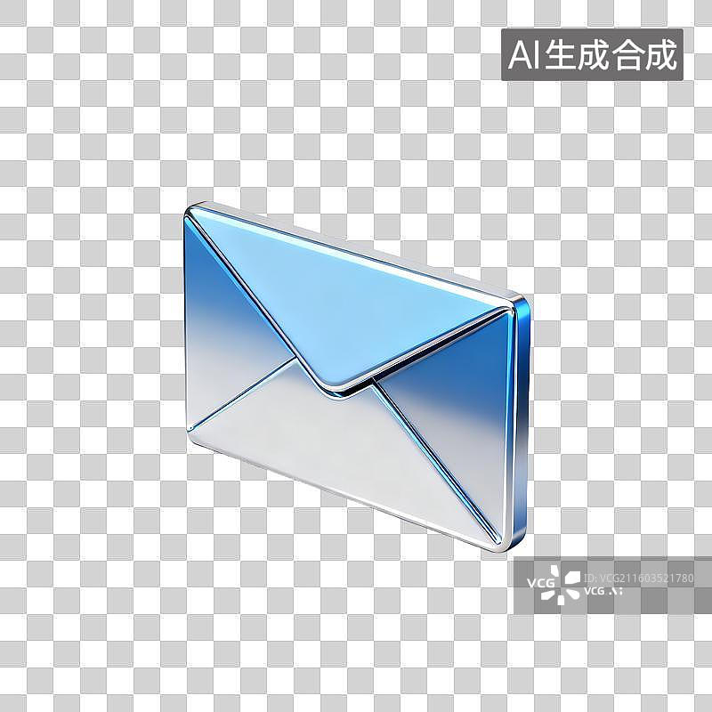 【AI数字艺术】三维渲染蓝银信封图标图片素材