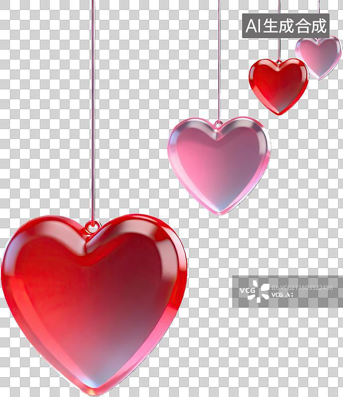 【AI数字艺术】悬挂心形装饰浪漫温馨图片素材