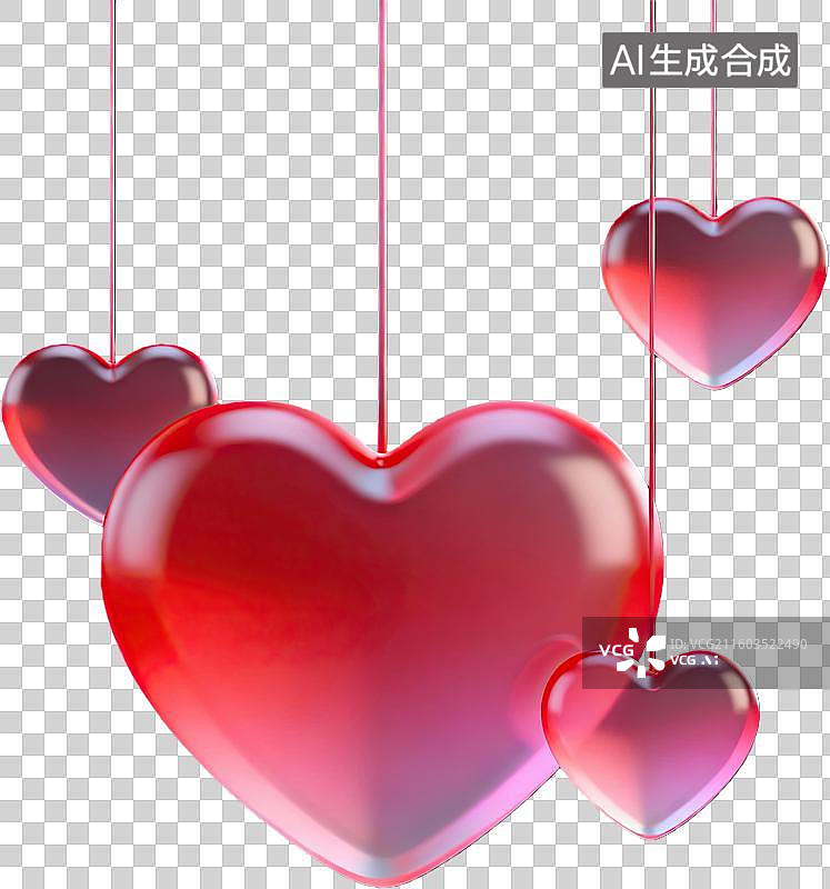【AI数字艺术】悬挂心形装饰浪漫温馨图片素材
