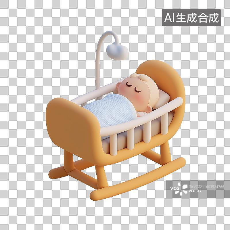 【AI数字艺术】婴儿睡在婴儿床里图片素材
