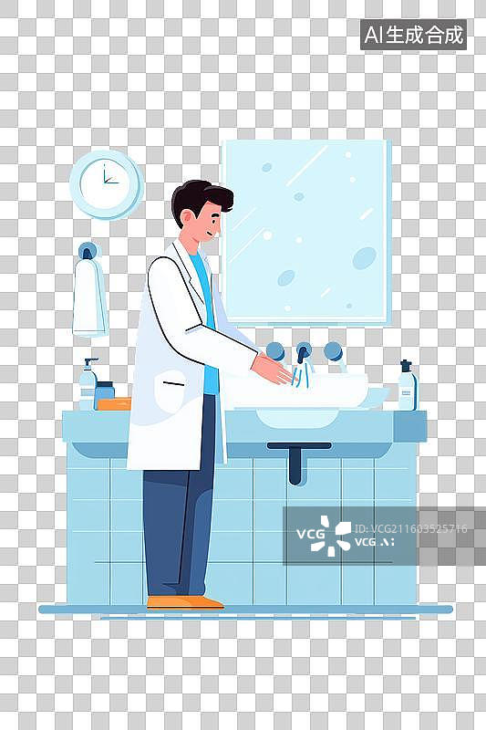 【AI数字艺术】医生在洗手池洗手图片素材