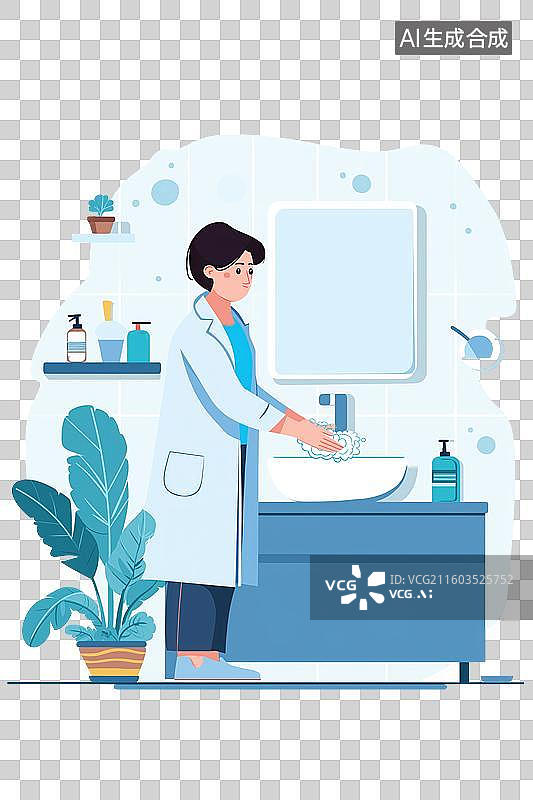 【AI数字艺术】医生在洗手池洗手图片素材