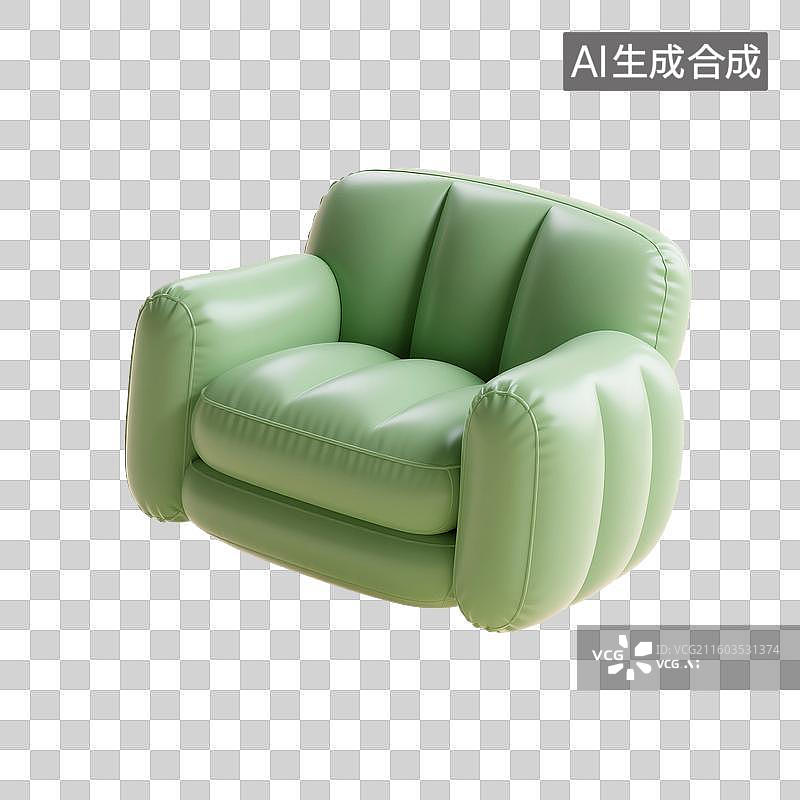 【AI数字艺术】3D渲染，膨胀充气风格，充气沙发，家具，免抠元素图片素材