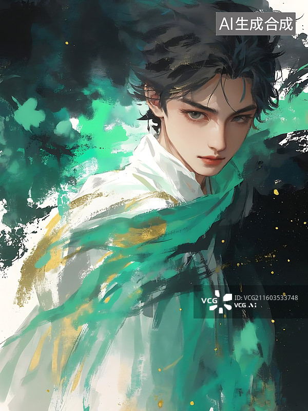 【AI数字艺术】墨染公子图片素材
