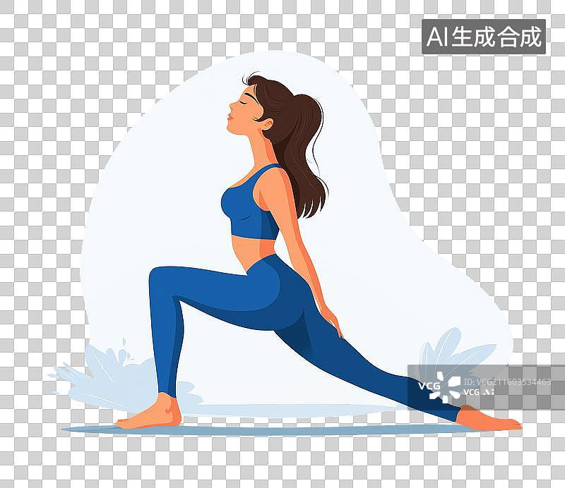 【AI数字艺术】女性做瑜伽弓步姿势图片素材