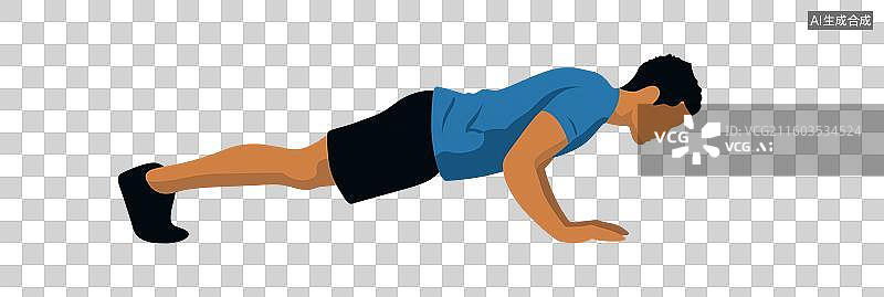 【AI数字艺术】男子做平板支撑动作图片素材