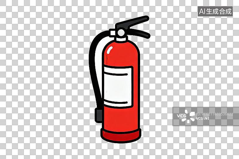 【AI数字艺术】卡通风格，一支灭火器PNG格式的免扣元素图片素材