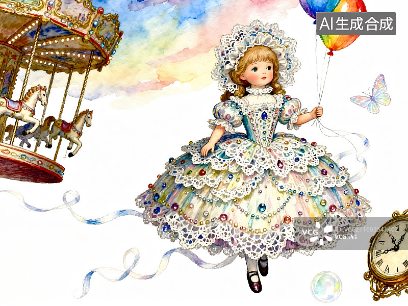 【AI数字艺术】洛丽塔女孩，西方公主图片素材