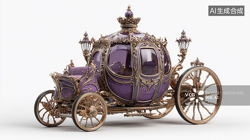 【AI数字艺术】紫色华丽南瓜车图片素材