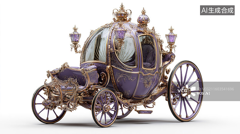 【AI数字艺术】紫色华丽南瓜车图片素材