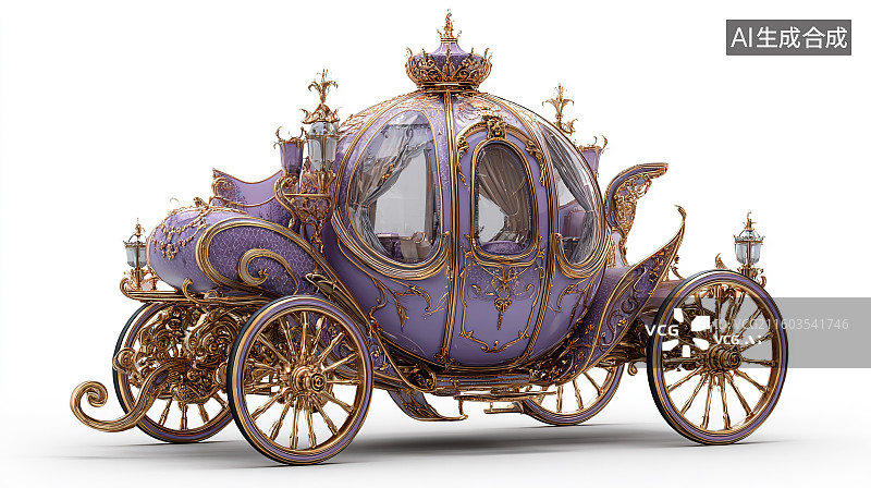 【AI数字艺术】紫色华丽南瓜车图片素材