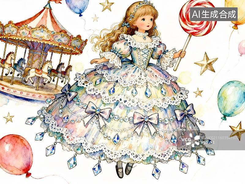 【AI数字艺术】洛丽塔女孩，西方公主图片素材