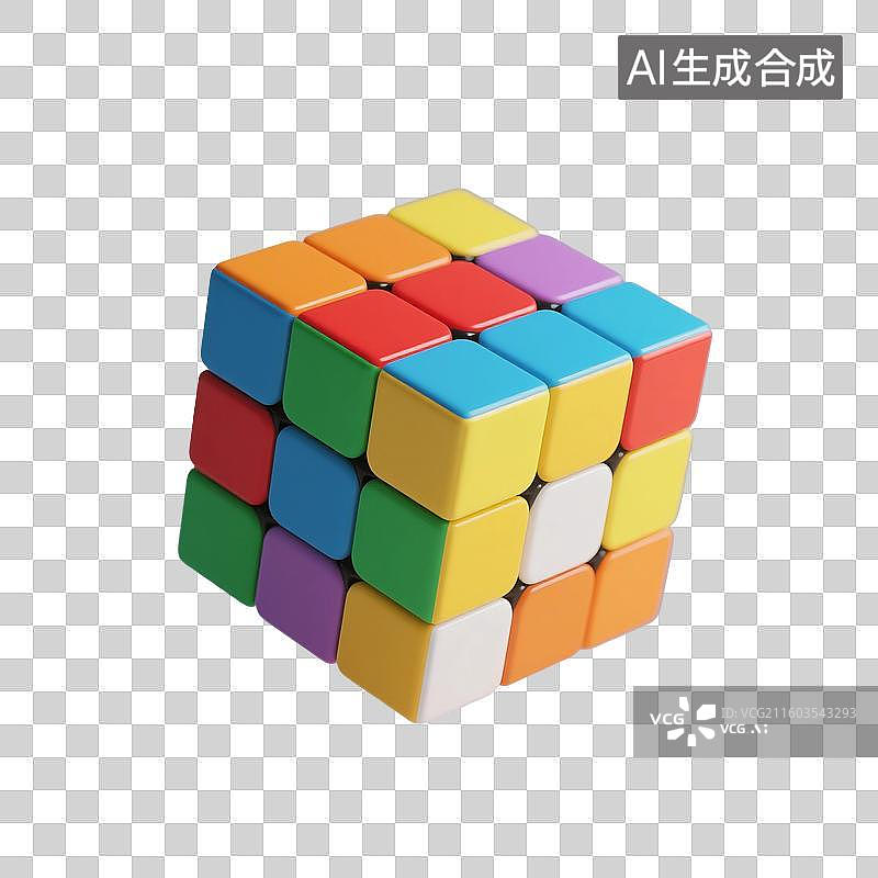 【AI数字艺术】3D渲染，魔方，立方体，玩具，休闲娱乐游戏，免抠元素图片素材