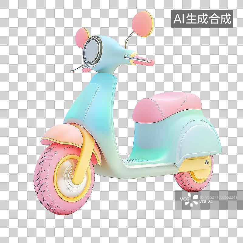 【AI数字艺术】电瓶车3D卡通风格元素图片素材