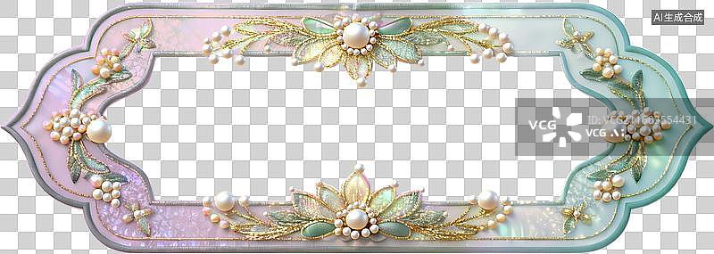 【AI数字艺术】华丽精致的中国风非遗工艺刺绣创意边框免抠素材图片素材