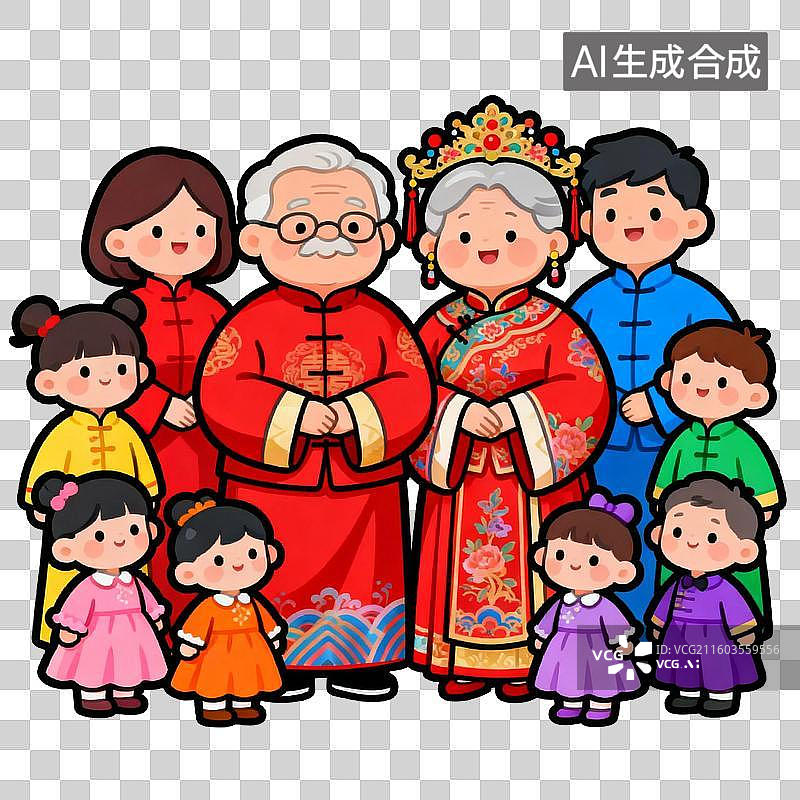 【AI数字艺术】传统服饰的幸福大家庭图片素材