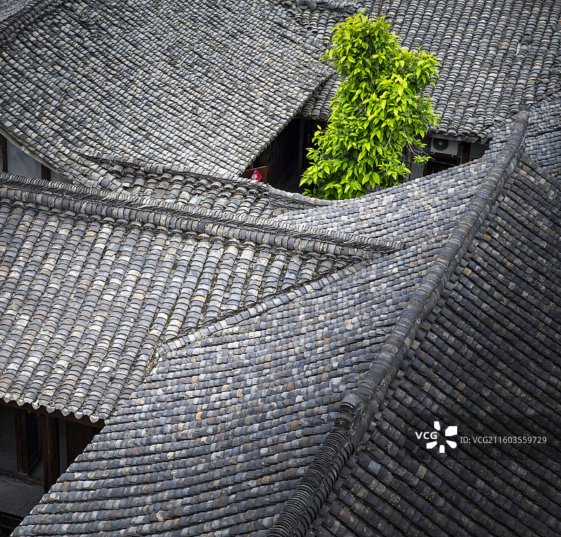 四川南充阆中古城俯瞰中式传统建筑图片素材