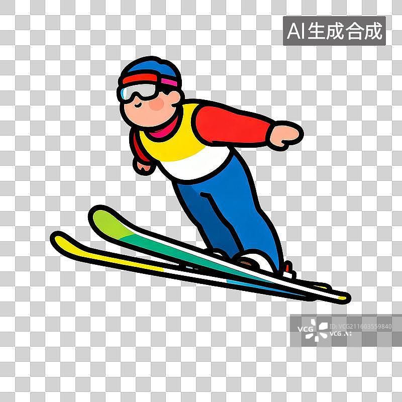 【AI数字艺术】卡通人物滑雪运动形象图片素材