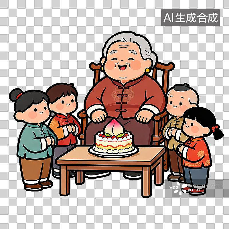 【AI数字艺术】祖孙共庆温馨生日场景图片素材