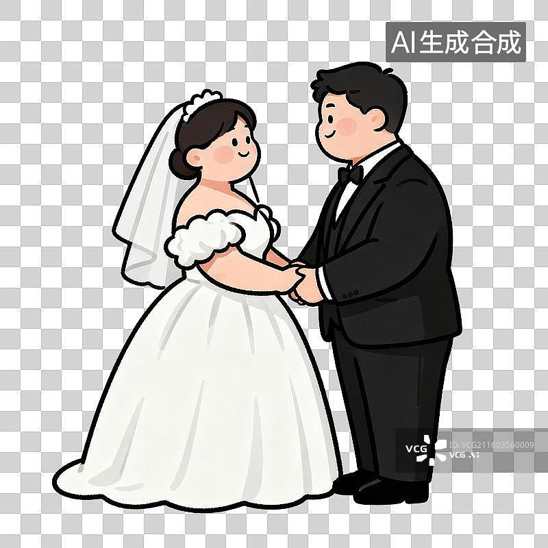 【AI数字艺术】新婚夫妇牵手的婚礼场景图片素材