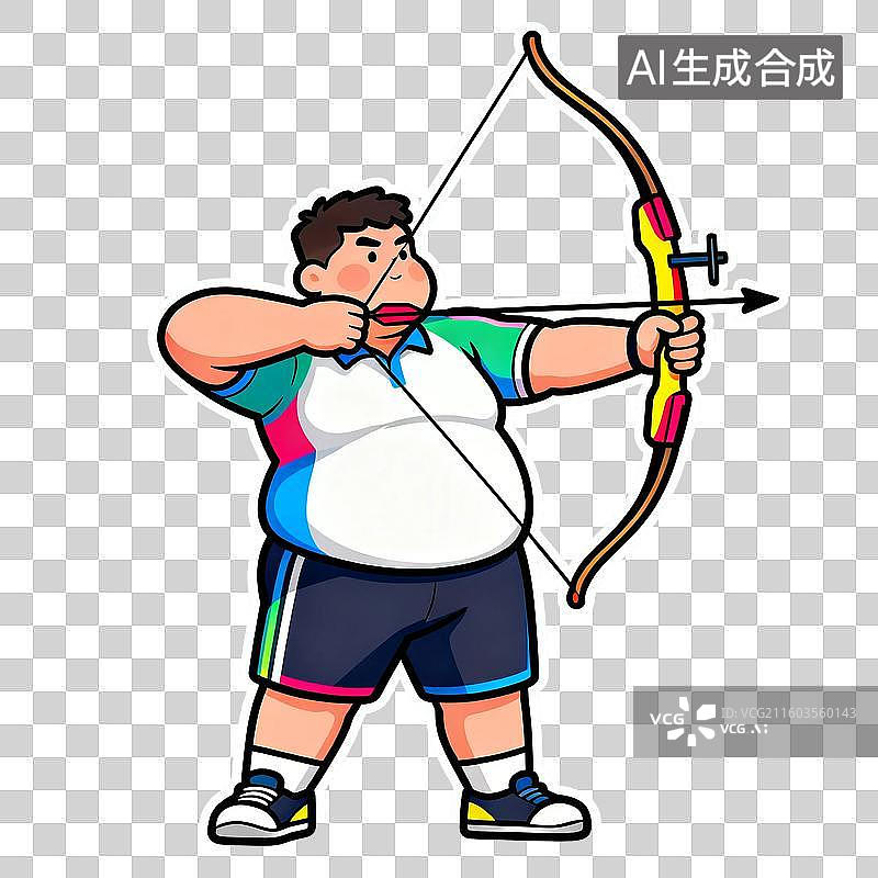 【AI数字艺术】一位胖胖的男子射箭的姿态图片素材