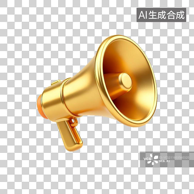 【AI数字艺术】金色扩音器象征宣告推广图片素材