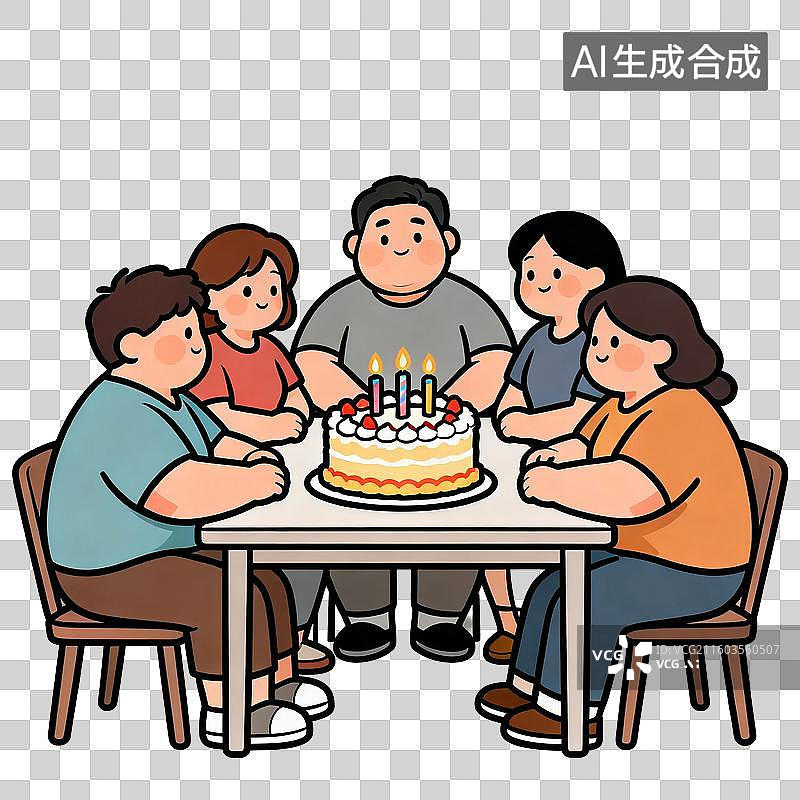 【AI数字艺术】一群人庆祝生日场景图片素材