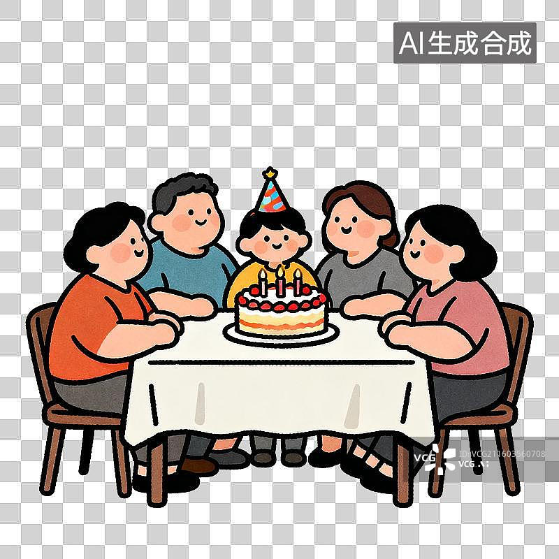 【AI数字艺术】一群人庆祝孩子生日图片素材