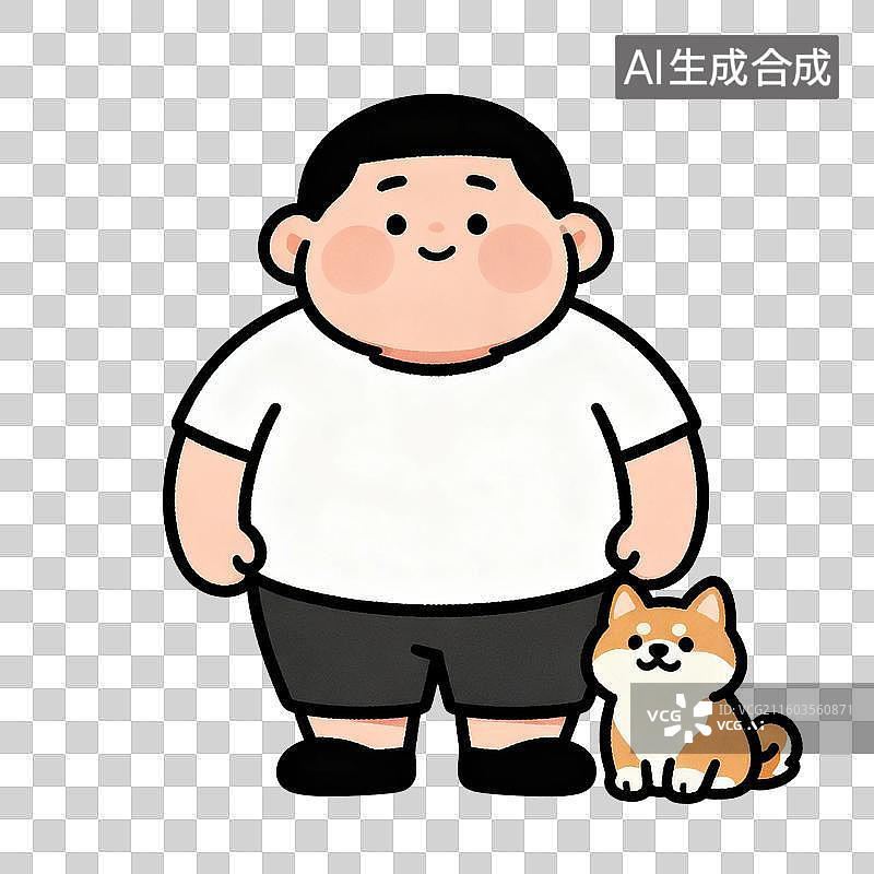【AI数字艺术】卡通人物与可爱小狗图片素材