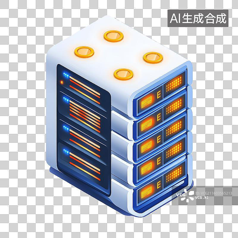 【AI数字艺术】3D数据存储服务器科技网络插画图片素材