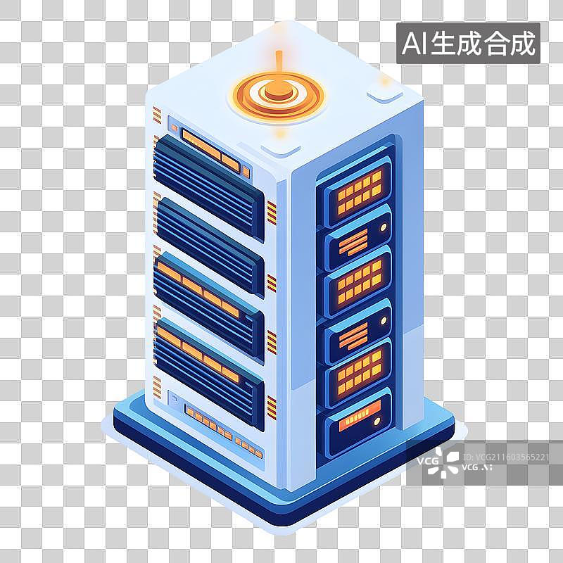 【AI数字艺术】3D数据存储服务器科技网络插画图片素材