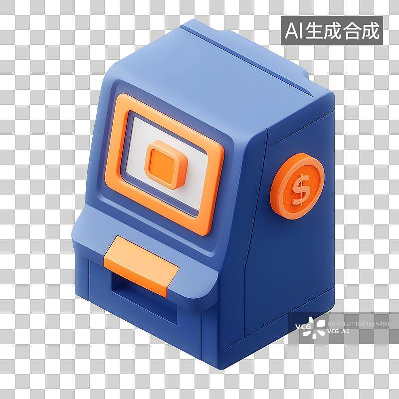 【AI数字艺术】3D金融自助终端ATM机设备插画图片素材