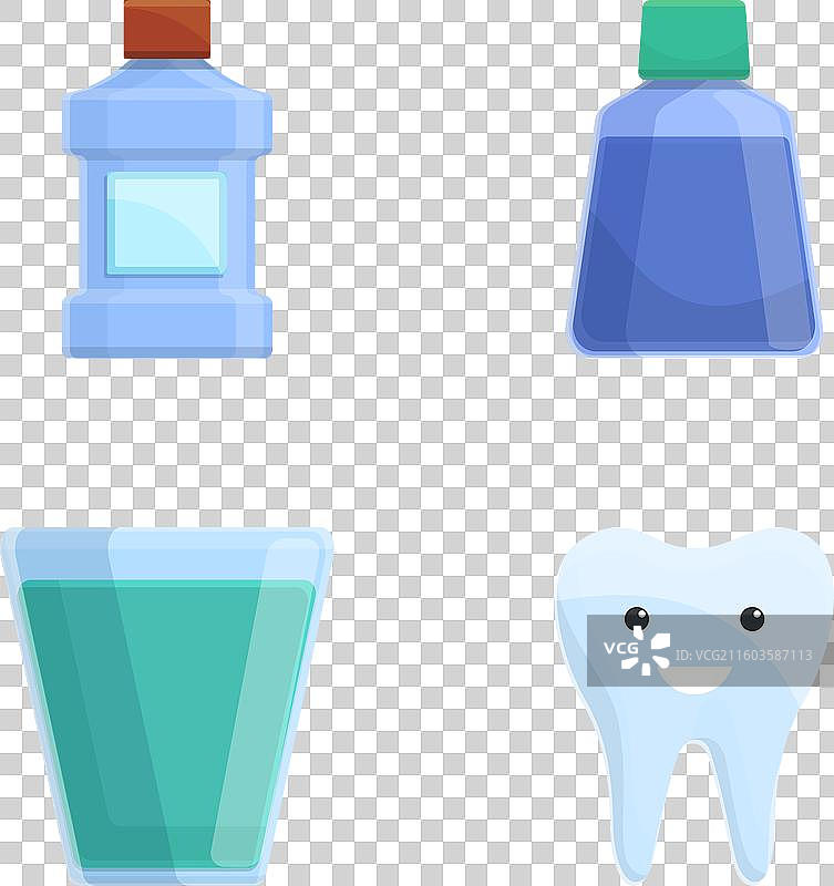 卡通薄荷漱口水图标集图片素材