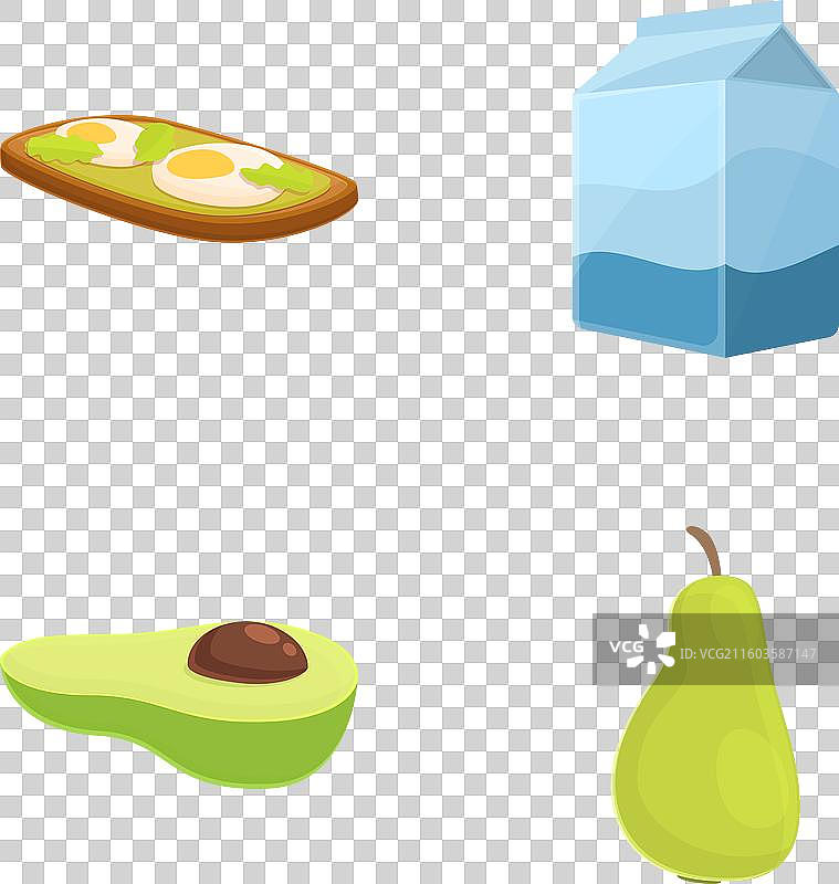 健康早餐图标集 卡通 新鲜图片素材