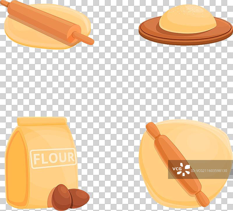 卡通揉面制作面团图标集图片素材