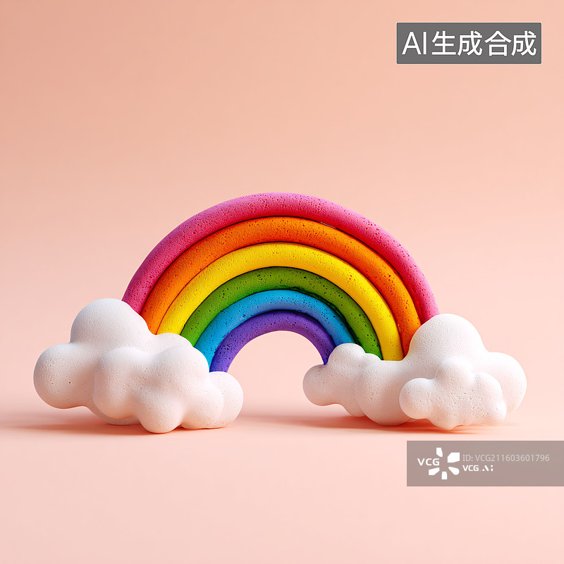 【AI数字艺术】彩色橡皮泥彩虹与云朵图片素材