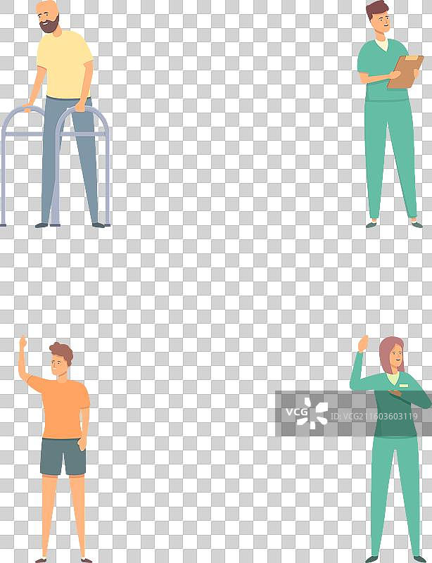 卡通风格的物理康复图标集图片素材