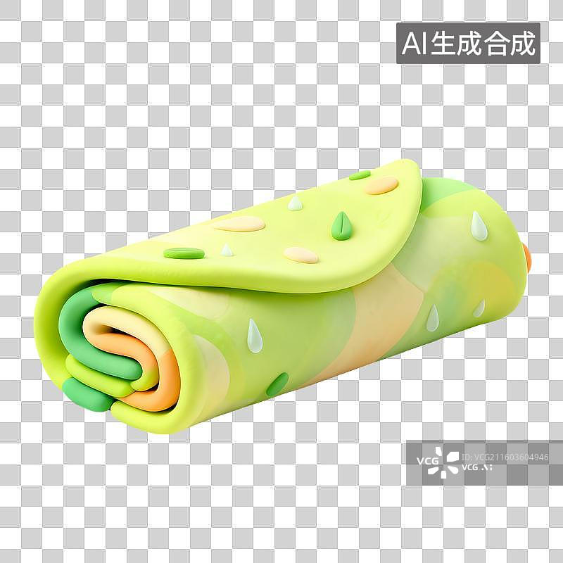 【AI数字艺术】3D粘土风雨水节气元素春饼图片素材