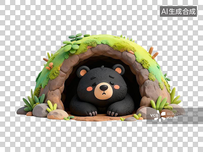 【AI数字艺术】3D粘土风惊蛰节气冬眠的动物醒来图片素材