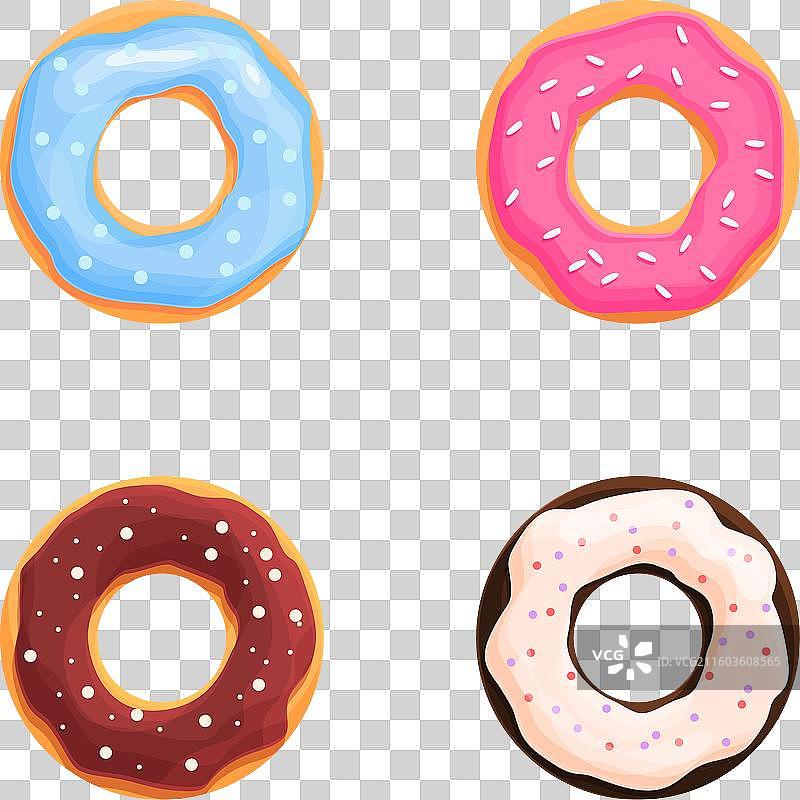 各种甜甜圈图标集 卡通糖霜图片素材