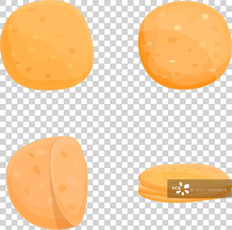 卡通食材：小麦皮塔图标集图片素材