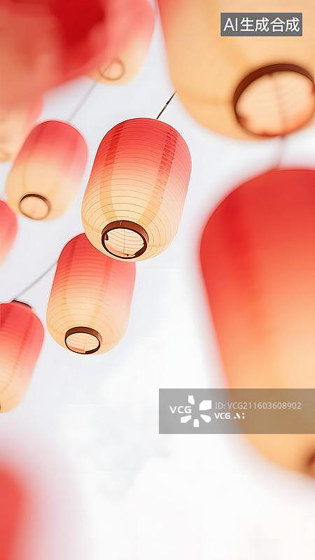 【AI数字艺术】手绘风格国风春节元宵节节日灯笼插画图片素材