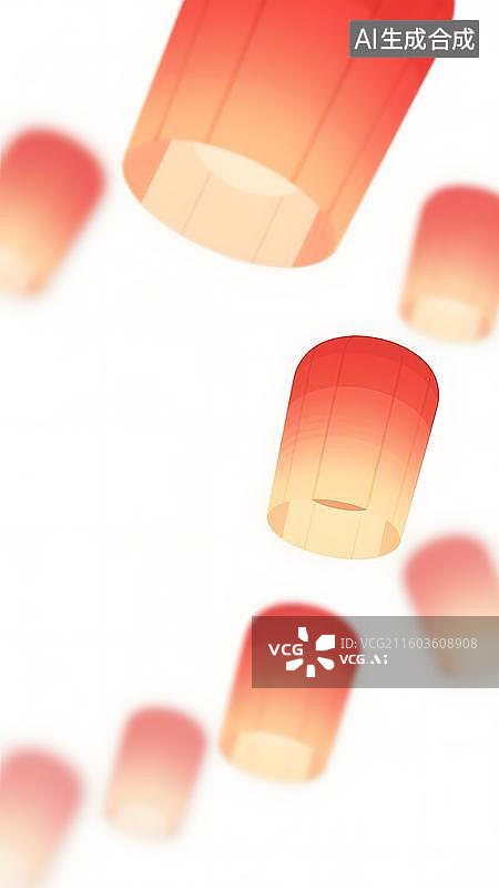 【AI数字艺术】手绘风格国风春节元宵节节日灯笼插画图片素材