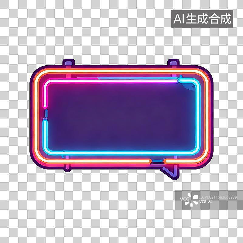 【AI数字艺术】霓虹灯色彩插画元素对话框图片素材