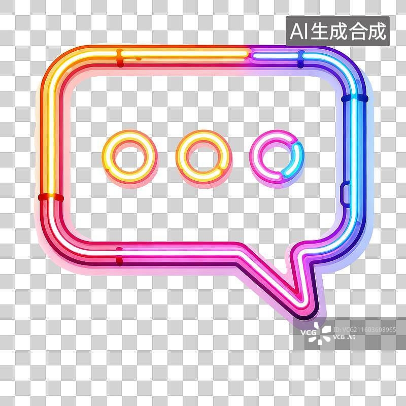 【AI数字艺术】霓虹灯色彩插画元素对话框图片素材
