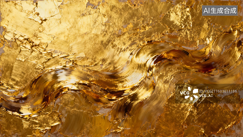 【AI数字艺术】金色金属纹理抽象图案图片素材